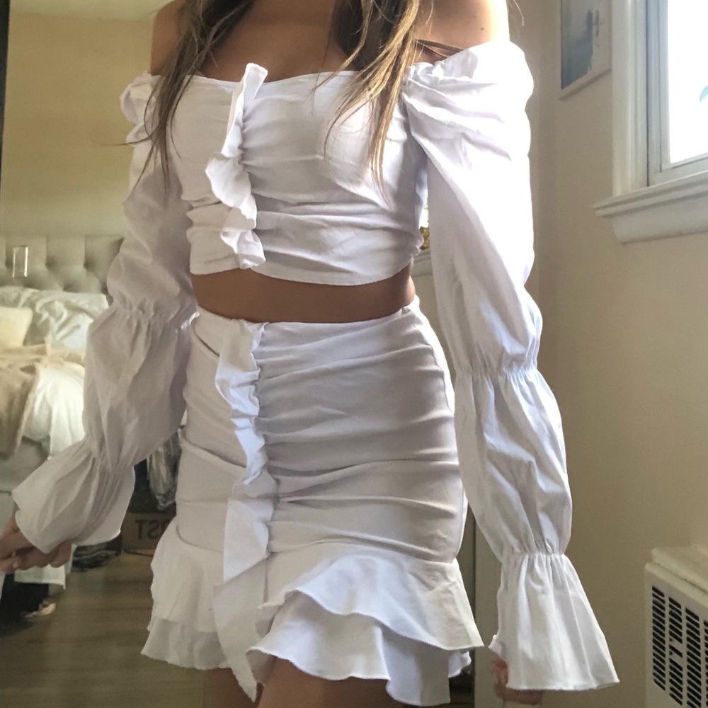 Brand new White summer crop/ skirt set